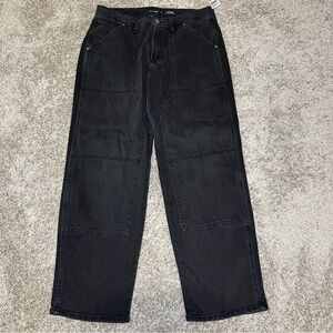 Black Loose Utility Jeans, Size 14